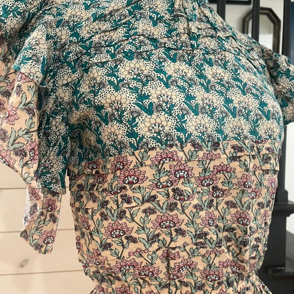 014 Anthropologie Let Me Be High Neck Printed Peasant Blouse NWOT Size XXS - Picture 11 of 14